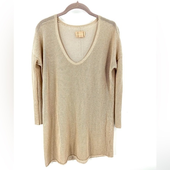 Zadig & Voltaire Tunic Top Size Small Pretty CRL Open Knit Sweater Metallic Gold - Picture 1 of 7